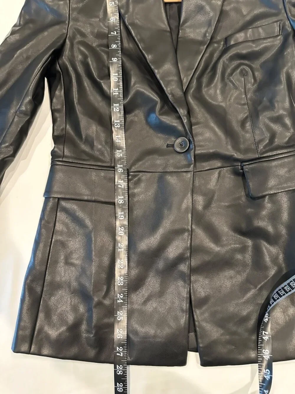 Cabi Black Vegan Leather Jacket NWT Fitted Blazer Style Women's XXS Y2K - Picture 6 of 10